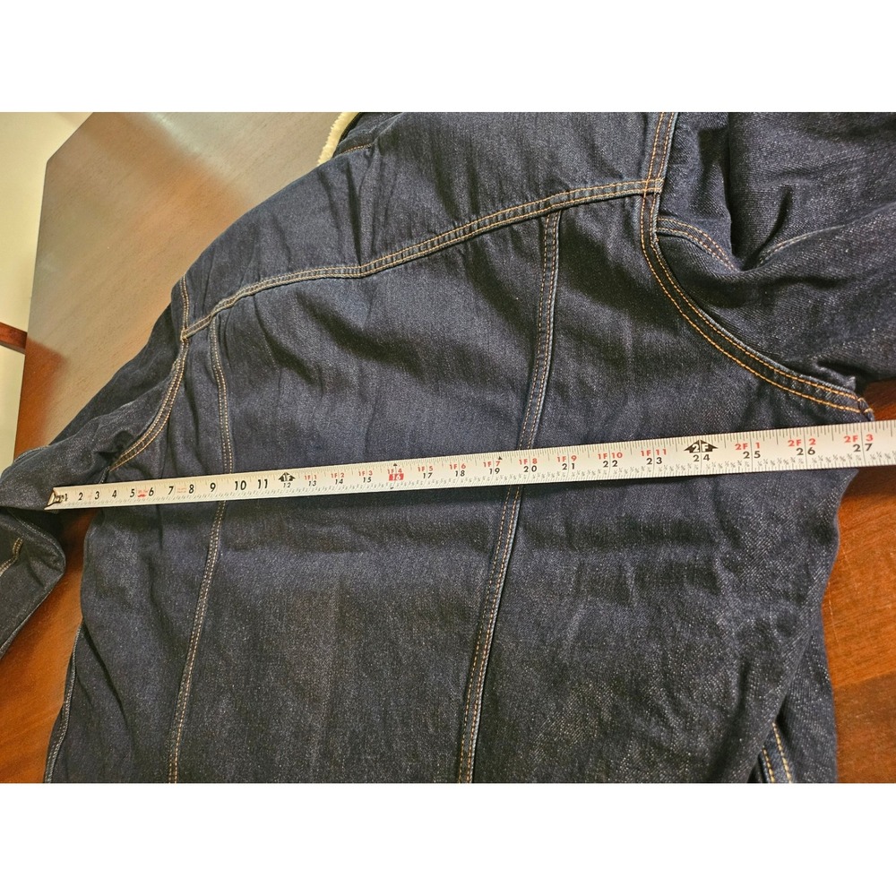 Levi's Sherpa Lined Denim Trucker Jacket Mens XL Dark Wash Indigo Blue New - Picture 8 of 8